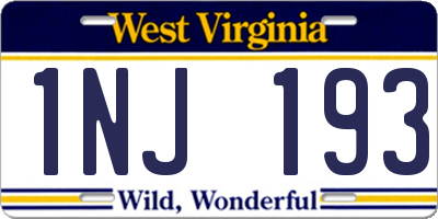 WV license plate 1NJ193