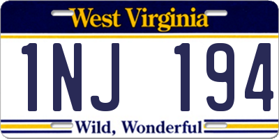 WV license plate 1NJ194