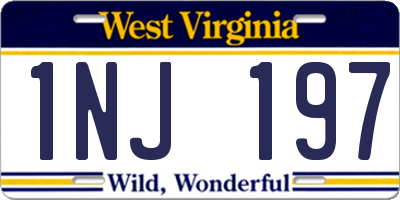 WV license plate 1NJ197