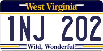 WV license plate 1NJ202