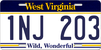 WV license plate 1NJ203