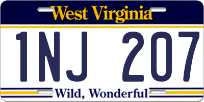 WV license plate 1NJ207