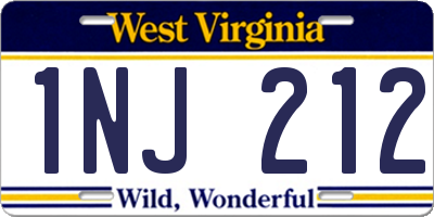 WV license plate 1NJ212