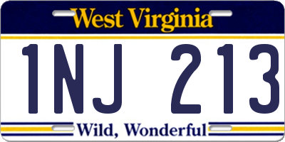 WV license plate 1NJ213