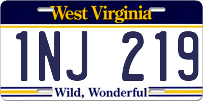 WV license plate 1NJ219