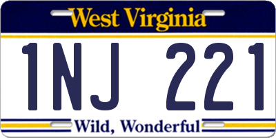 WV license plate 1NJ221