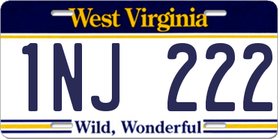 WV license plate 1NJ222