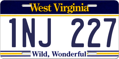 WV license plate 1NJ227