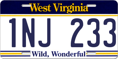 WV license plate 1NJ233