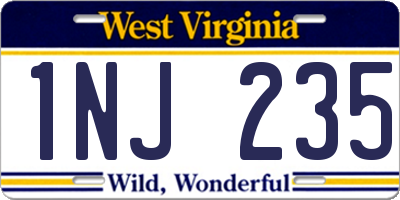 WV license plate 1NJ235