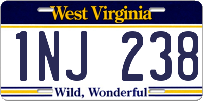 WV license plate 1NJ238