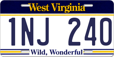 WV license plate 1NJ240