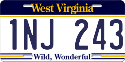 WV license plate 1NJ243