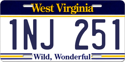 WV license plate 1NJ251