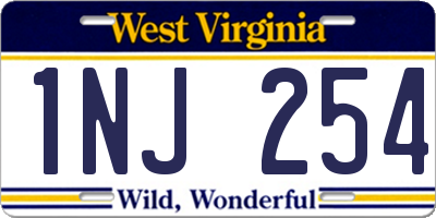 WV license plate 1NJ254