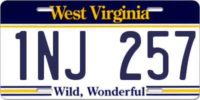WV license plate 1NJ257