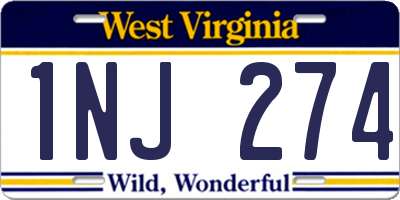 WV license plate 1NJ274
