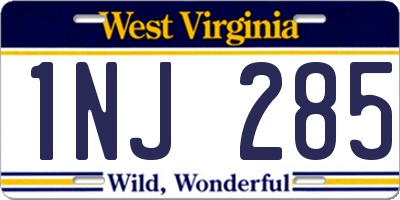 WV license plate 1NJ285