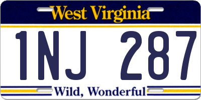 WV license plate 1NJ287