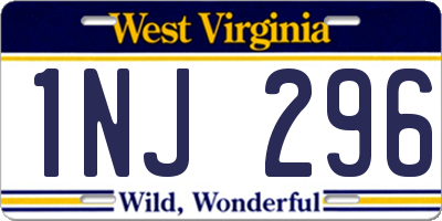 WV license plate 1NJ296