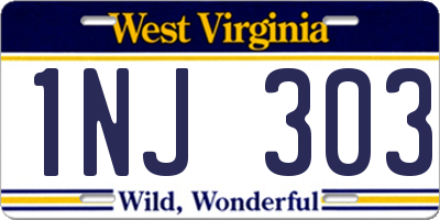 WV license plate 1NJ303