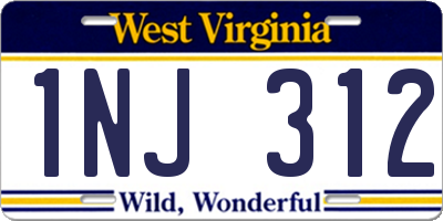 WV license plate 1NJ312