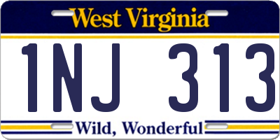 WV license plate 1NJ313