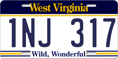 WV license plate 1NJ317