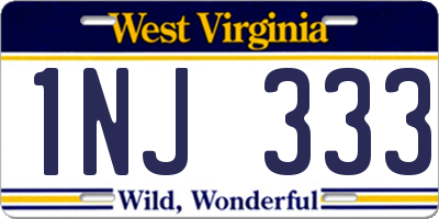WV license plate 1NJ333