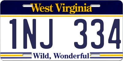 WV license plate 1NJ334
