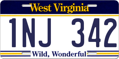 WV license plate 1NJ342