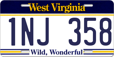 WV license plate 1NJ358