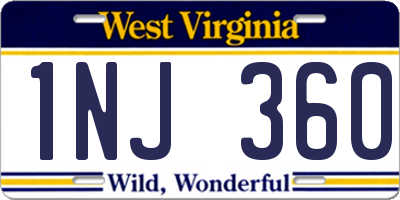 WV license plate 1NJ360