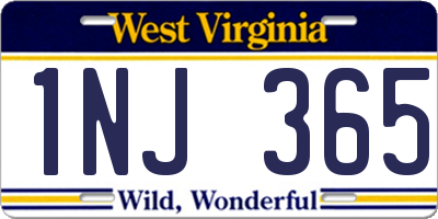 WV license plate 1NJ365
