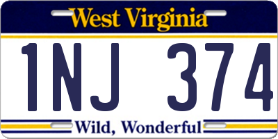 WV license plate 1NJ374