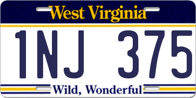 WV license plate 1NJ375