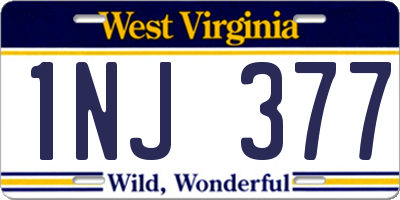 WV license plate 1NJ377