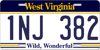 WV license plate 1NJ382