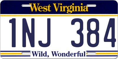 WV license plate 1NJ384