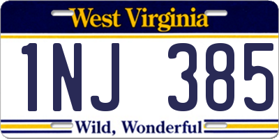 WV license plate 1NJ385