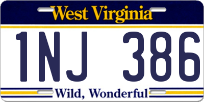 WV license plate 1NJ386
