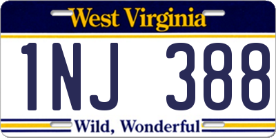 WV license plate 1NJ388