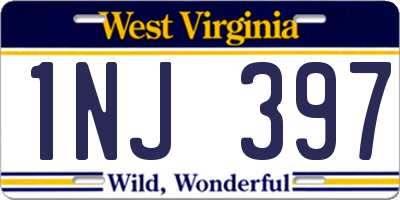 WV license plate 1NJ397