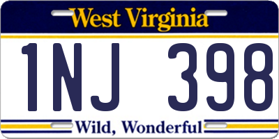 WV license plate 1NJ398
