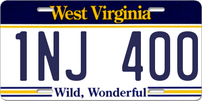 WV license plate 1NJ400