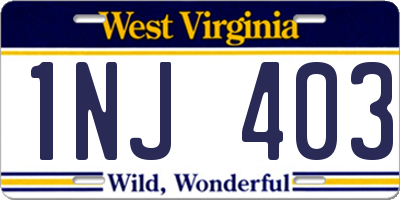 WV license plate 1NJ403