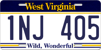 WV license plate 1NJ405