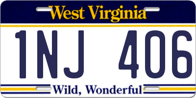 WV license plate 1NJ406