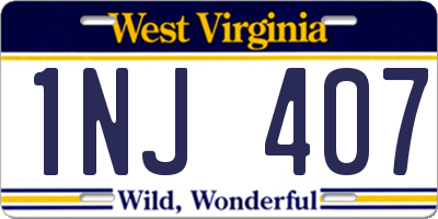 WV license plate 1NJ407