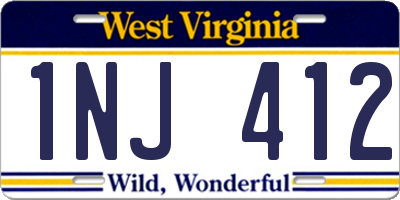 WV license plate 1NJ412